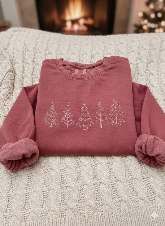 Christmas Tree Embroidered Sweatshirt | Christmas Gift