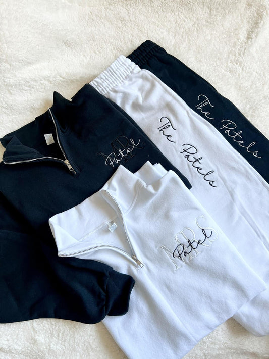 Mr./Mrs. Custom Embroidery Quarter Zip & Jogger Set | Personalized Gift