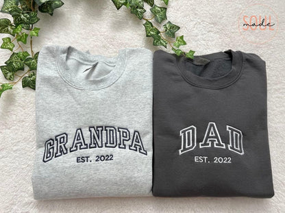 Dad & Grandpa Sweatshirt – Personalized Embroidery Gift with Date