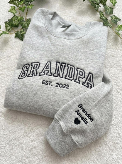 Dad & Grandpa Sweatshirt – Personalized Embroidery Gift with Date