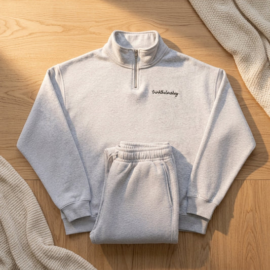 Quarter Zip & Sweatpant Set – Personalized Embroidery Matching Gift